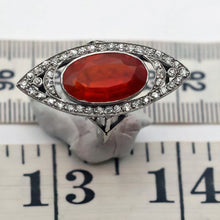 Antique Art Deco ring platinum gold fire opal diamonds vivid statement (7689)