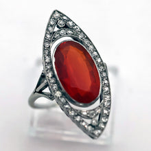 Antique Art Deco ring platinum gold fire opal diamonds vivid statement 