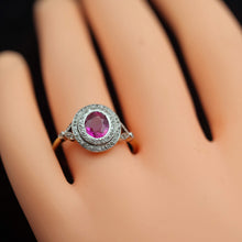 Antique Edwardian ring Burma no heat ruby diamonds gold platinum (7691)