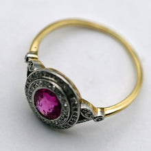 Antique Edwardian ring Burma no heat ruby diamonds gold platinum (7691)