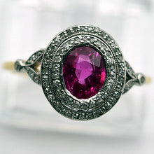 Antique Edwardian ring Burma no heat ruby diamonds gold platinum