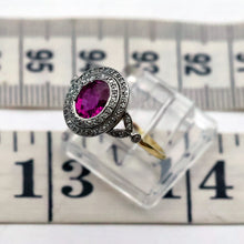 Antique Edwardian ring Burma no heat ruby diamonds gold platinum (7691)