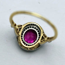 Antique Edwardian ring Burma no heat ruby diamonds gold platinum (7691)