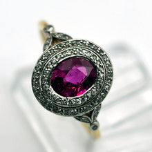 Antique Edwardian ring Burma no heat ruby diamonds gold platinum (7691)