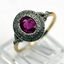 Antique Edwardian ring Burma no heat ruby diamonds gold platinum (7691)
