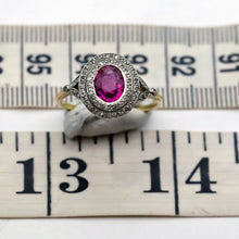 Antique Edwardian ring Burma no heat ruby diamonds gold platinum (7691)