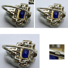 Antique Deco ring Certified no heat natural Kashmir sapphire diamonds gold (7692)
