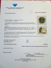 Antique Edwardian ring Emerald diamonds pearls 14k yellow gold American (7694)