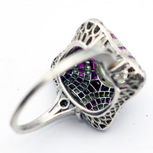Art Deco ring platinum 1.40ct diamond + diamond ruby engagement GIA certif (7697