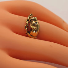 Vintage panther ring 18k gold diamond Unisex Man or Woman wedding band (7714)