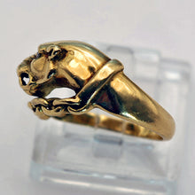 Vintage panther ring 18k gold diamond Unisex Man or Woman wedding band (7714)