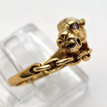 Vintage panther ring 18k gold diamond Unisex Man or Woman wedding band (7714)