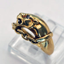 Vintage panther ring 18k gold diamond Unisex Man or Woman wedding band