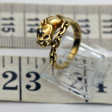 Vintage panther ring 18k gold diamond Unisex Man or Woman wedding band