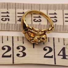 Vintage panther ring 18k gold diamond Unisex Man or Woman wedding band (7714)