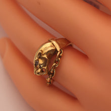 Vintage panther ring 18k gold diamond Unisex Man or Woman wedding band (7714)