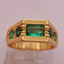 Vintage Man's Ring 18k Gold Colombian Emeralds GIA Certificate (7715)