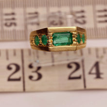 Vintage Man's Ring 18k Gold Colombian Emeralds GIA Certificate