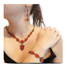 Antique Edwardian Fire Opal Set Necklace Bracelet Earrings Royal Warrant (5977)