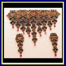Antique Necklace Earrings Set Gold Diamond Ruby Spinel Silver Anglo-Indian