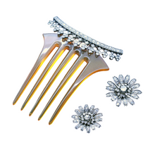 Victorian Hair Combs Brooches Tiara Antique Gold Diamonds Silver Set Paris (6544)