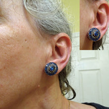 Victorian Earrings Ring Set Sapphires GIA Natural no heat Diamonds Gold (7431)