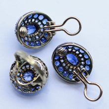Victorian Earrings Ring Set Sapphires GIA Natural no heat Diamonds Gold (7431)