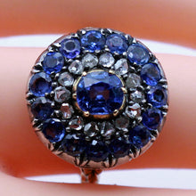 Victorian Earrings Ring Set Sapphires GIA Natural no heat Diamonds Gold (7431)