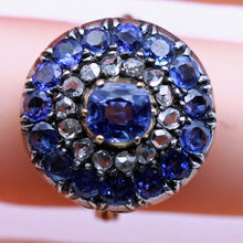 Victorian Earrings Ring Set Sapphires GIA Natural no heat Diamonds Gold (7431)