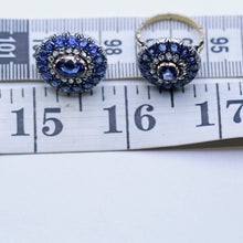 Victorian Earrings Ring Set Sapphires GIA Natural no heat Diamonds Gold (7431)