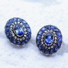 Victorian Earrings Ring Set Sapphires GIA Natural no heat Diamonds Gold (7431)