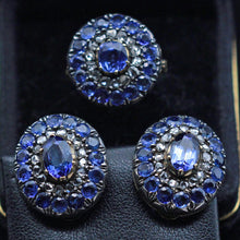 Victorian Earrings Ring Set Sapphires GIA Natural no heat Diamonds Gold (7431)