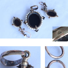 Antique Victorian cameo set Earrings Pendant diamonds pearls Parure French(7572)