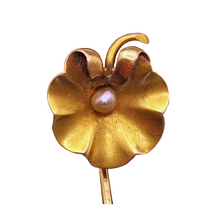 Antique Art Nouveau Tie Pin 18k Gold Pearl flower Briancon Lalique foreman (3114)