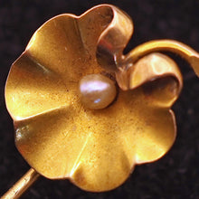 Antique Art Nouveau Tie Pin 18k Gold Pearl flower Briancon Lalique foreman (3114)