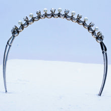 Victorian Tiara diamonds natural pearls gold silver GIA antique hair (7411)