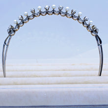 Victorian Tiara diamonds natural pearls gold silver GIA antique hair (7411)