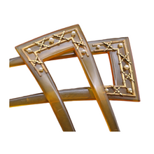 Antique Victorian French hair combs gold pearls orig box A Risler & Carre (7478)