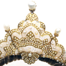 Antique Victorian Tiara diadem gold natural pearls GIA certificate diamond (7480)