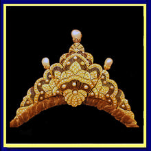 Antique Victorian Tiara diadem gold natural pearls GIA certificate diamond (7480)