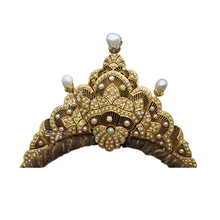 Antique Victorian Tiara diadem gold natural pearls GIA certificate diamond (7480)