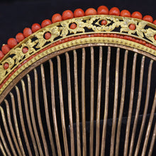 Antique French Empire Georgian tiara hair comb gilt metal coral canetille (7562)