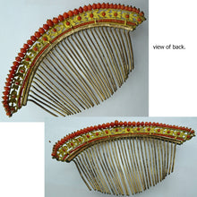 Antique French Empire Georgian tiara hair comb gilt metal coral canetille (7562)