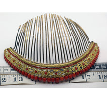 Antique French Empire Georgian tiara hair comb gilt metal coral canetille (7562)