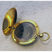 Victorian pocket watch case pendant locket gold guilloche enamel landscape showing hair