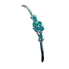 Vintage Retro Bracelet Bangle 18k Gold Diamonds Emeralds w Appraisal (4847)