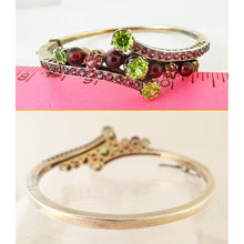 Antique Victorian Bracelet Bangle Peridot Garnet  Napoleon III French  (5440)