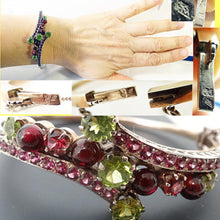 Antique Victorian Bracelet Bangle Peridot Garnet  Napoleon III French  (5440)