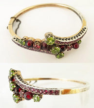 Antique Victorian Bracelet Bangle Peridot Garnet  Napoleon III French  (5440)