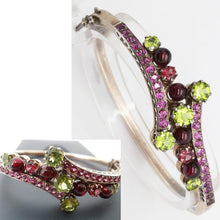 Antique Victorian Bracelet Bangle Peridot Garnet  Napoleon III French  (5440)